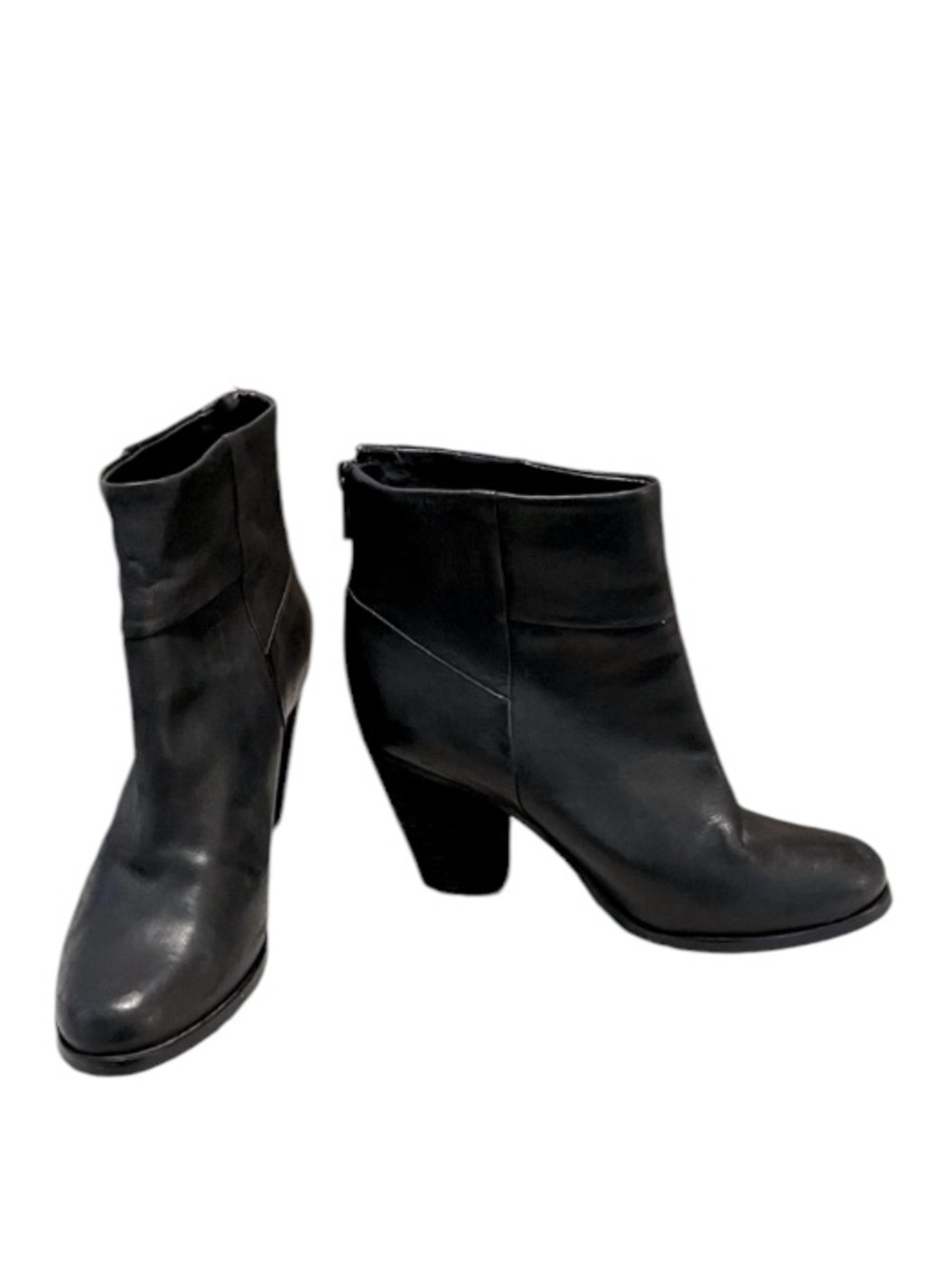 Arturo Chiang Women’s Hadley Black Leather Block Heel Back Zip Ankle Booties 7